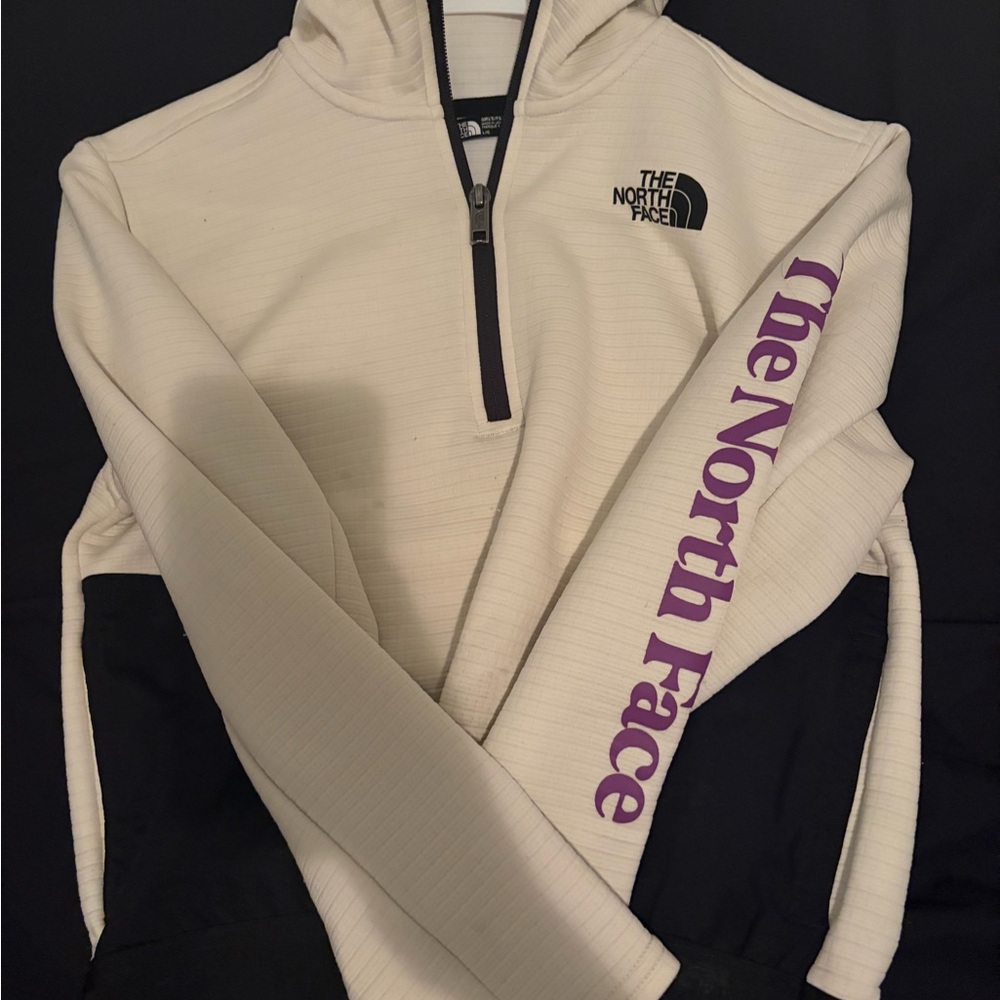 The North Face Cream and Purple Pullover